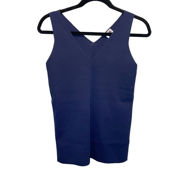 Anne Klein Suit Separates Double V-Neck Sleeveless Top in Navy Eclipse XS New - Picture 2 of 9